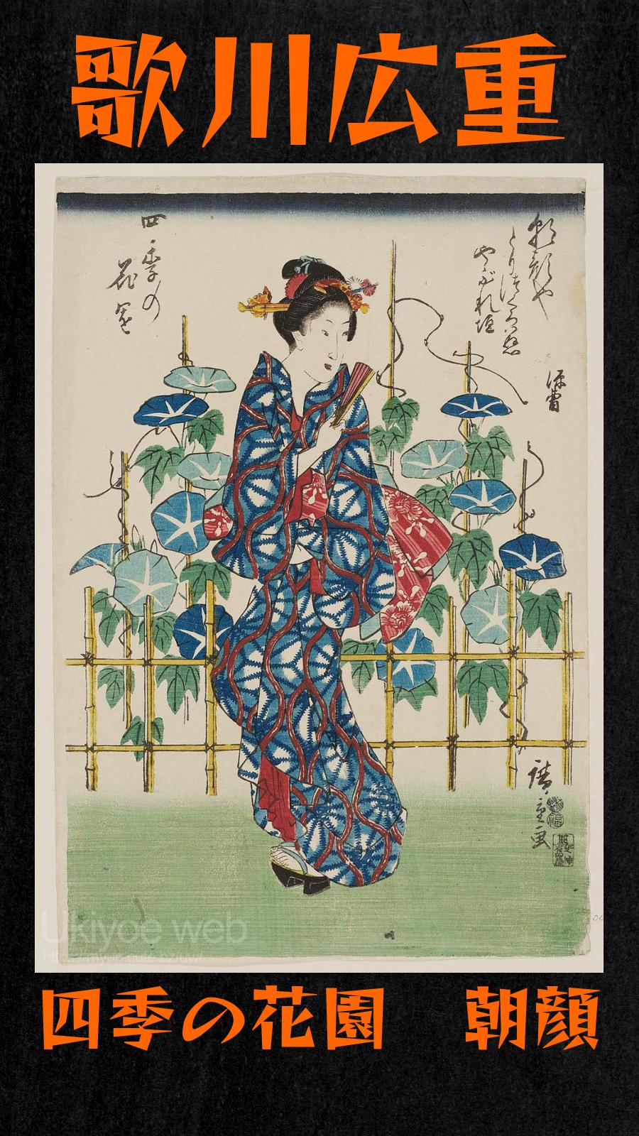 歌川広重 - 四季の花園 朝顔 : Ukiyoe web - 浮世絵ウェブ - 浮世絵